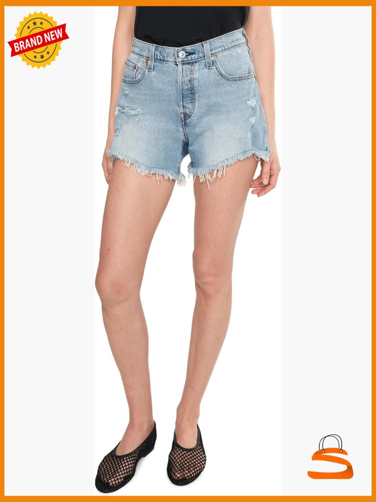 High Rise Denim Shorts With Curvy Fit - 4" Inseam